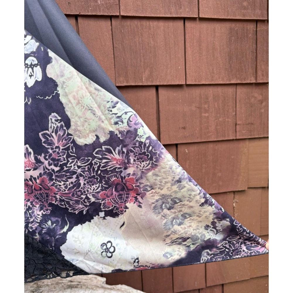 Y2K black lace Floral Patchwork Maxi Skirt - Picture 2 of 3